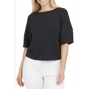 Spanx AirEssentials Airluxe Puff Sleeve Top Plus Size 2X Black Stretch #AAA10-3